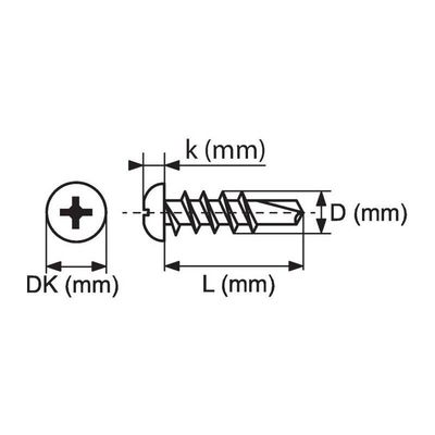 Vis Tôle Autoperceuses Tête Ronde PH - 20 Pièces, Acier Zingué 3,9 X 25 Mm - Neuf
