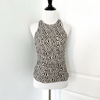 Nanushka Black and Tan Fitted Tank Top