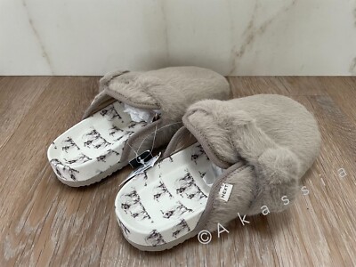 Next Brown Hamish Faux Fur Footbed Slippers Size L UK 7-8 UK