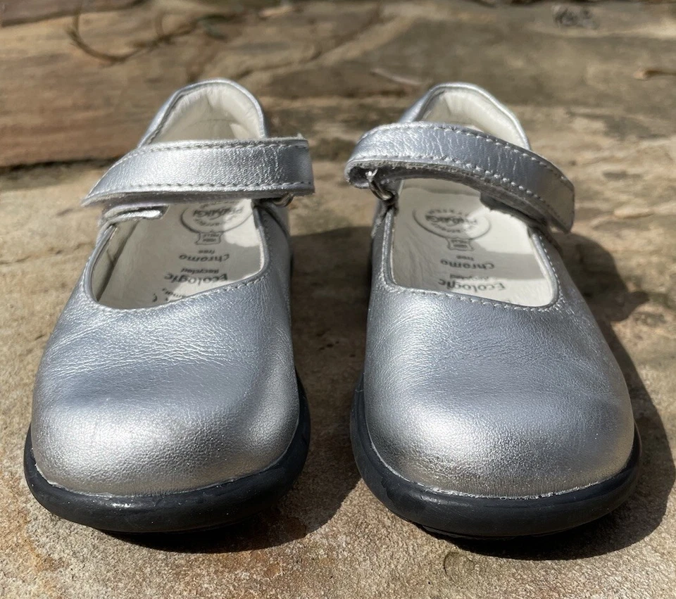 Primigi Sz 21 (5.5 US) Toddler Girls Silver Leather Mary Jane Shoes - Image 2 of 4