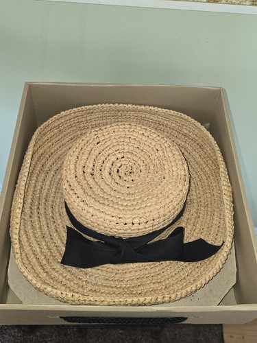 Helen Kaminski A timeless Handcrafted Rafia Brim Up/Down Hat w Box Summer Resort - Picture 7 of 16