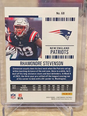 2024 Panini Contenders Football 68 Rhamondre Stevenson Season