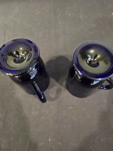 Set of 8 NIB Anchor Hocking Cobalt Blue Footed Irish Coffee Latte Cups Mugs - Picture 5 of 16