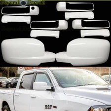 For 2019-2023 2024 RAM 1500 Classic 4Door Handles+Mirror COVERS PW7 BRIGHT WHITE
