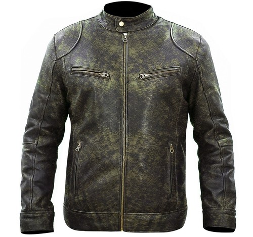 Herren Cafe Racer Echtleder Slim Fit Echt Biker Neu Stil Jacke - Bild 16 von 19