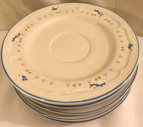 Aunt Rhody Mugs & Saucers Brick Oven Stoneware Set Of 5 - Picture 7 of 10