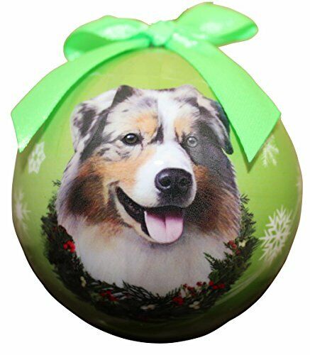 "Australian Shepherd Christmas Ornament" Shatter Proof Ball Easy To Personalize - Picture 1 of 1