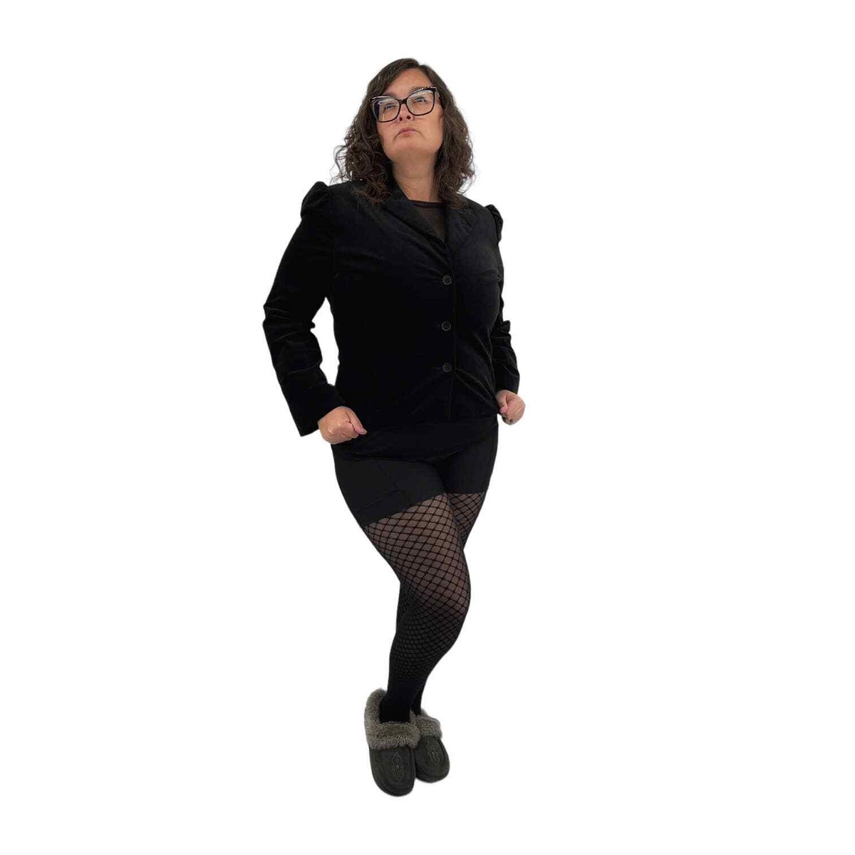 Lane Bryant Black Velvet Blazer Jacket Volup Classic Vneck