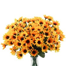 6 Bundles Artificial Sunflowers Fake Outdoor UV Resistant Fall Flowers for Home