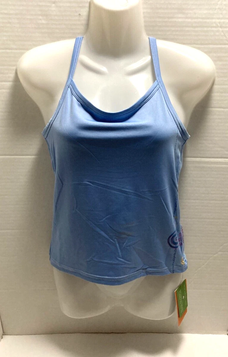 Good Tech by Life Is Good Women's Halter HARMONY TANK TOP Built in Bra Blue  S