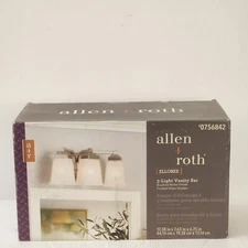 Allen Roth Elloree 3-light Vanity Bar Brushed Nickel With Frosted Glass 0756842 