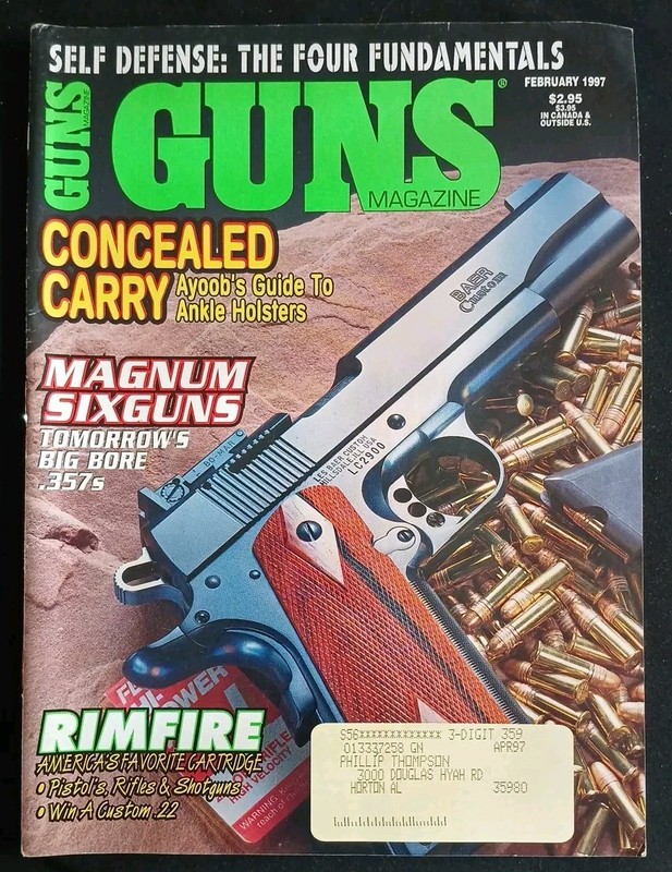 VINTAGE GUNS MAGAZINE FEBRUARY 1997 CONCEALCARRY &  MAGNUM SIXGUNS