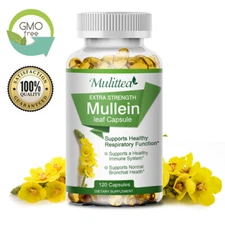 120 Mullein Leaf Capsules for Lung Cleansing&Detox Herbal Dietary Supplement
