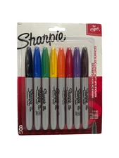 Sharpie Permanent Markers, Fine Point, 8 Pack, 8 Count (Pack of 1), Assorted