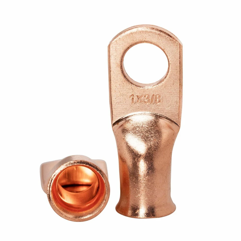 5PCS 1/4 5/16 3/8 Copper Bare Lug Ring Terminals Battery Wire Welding Cable AWG - Image 4 of 4