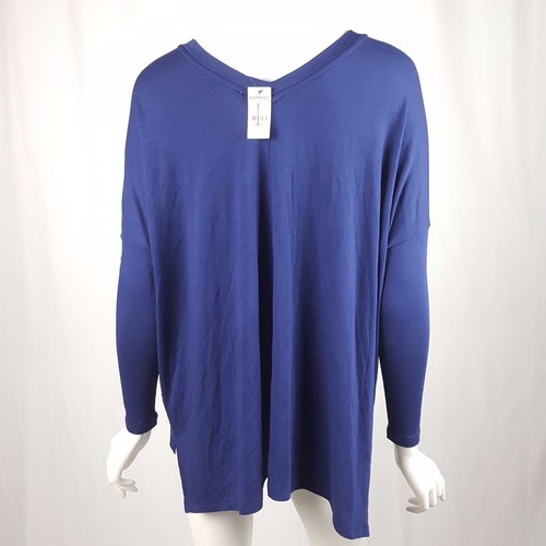 Express Top Damen Größe XS 3/4 Arm Oversize High Low V-Ausschnitt Stretch Blau Neu - Bild 5 von 6