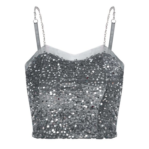 Women Sleeveless Crop Top Belly Dance Costume Set Shiny Sequin Hip Bottom Outfit - Bild 76 von 196