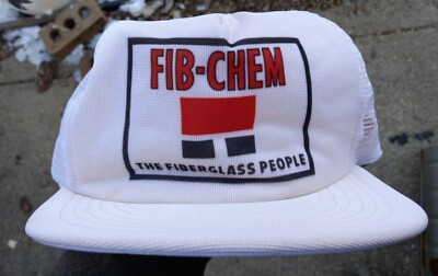 Vintage 80s 90s FIB-CHEM, Pa Fiberglass Snapback Trucker w Mesh Baseball Cap Hat