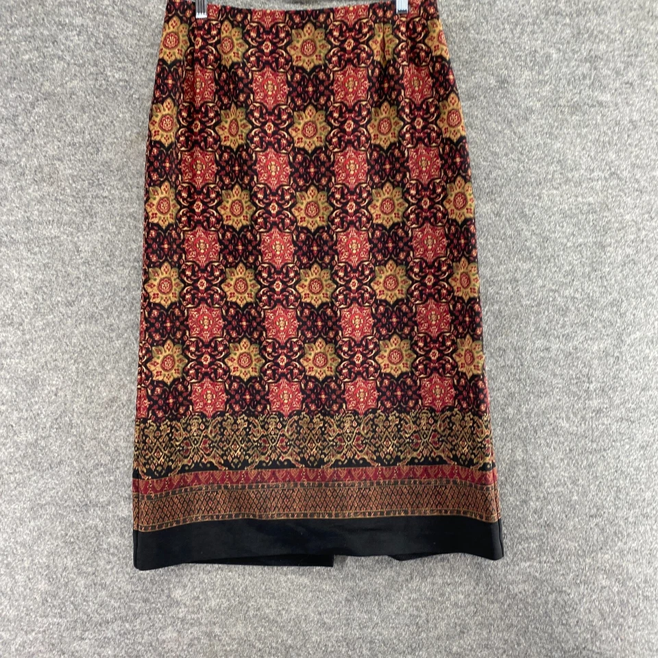 JM Collection 女式 12P 小号红色几何长裙长款拉链休闲 — 第 4/4 张图片