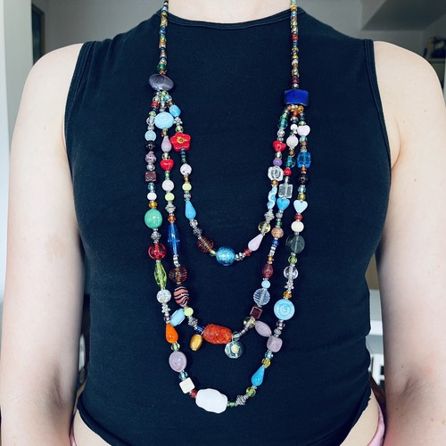 Authentic Vintage Antica Murrina Long Necklace 3 Tier Colourful Beads Venezia - Picture 21 of 22