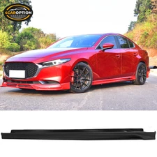 Fit 19-20 Mazda 3 Sedan 4DR Side Skirt Rocker Panel Extension Lip Matte Black PP
