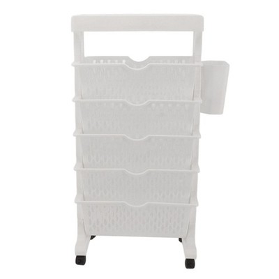 White Movable Bookshelf Removable Bookcase Rotatable Multilayer Mobile Books HOT