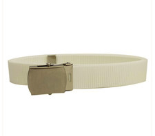 Vanguard CINTURÓN AUXILIAR GUARDACOSTAS CINTURÓN NAILON BLANCO CON HEBILLA PLATA SATINADA Y PUNTA