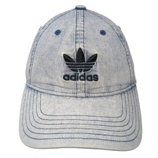 Adidas Trefoil Slideback Denim Baseball Hat Blue One Size Embroidered