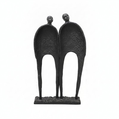 Two-Figure Sculpture Tapered Abstract Human Statue Compact Size