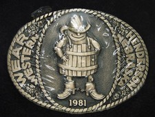 TJ05138 NOS VINTAGE 1980  WEAR WESTERN  SOLID BRASS ADVERTISEMENT BUCKLE