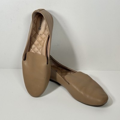 Birdies Starling Shoes Womens 8 Nude Latte Smooth Leather Slip On Flats Loafers