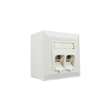 Kombi Netzwerkdose Datendose 2x Keystone Cat.6a Aufputz wei&szlig; 10Gbit RJ45 LAN TV
