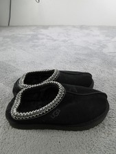 UGG Tasman Slippers Womens Size 8 Black Suede Shearling Clog Slip On House Shoes