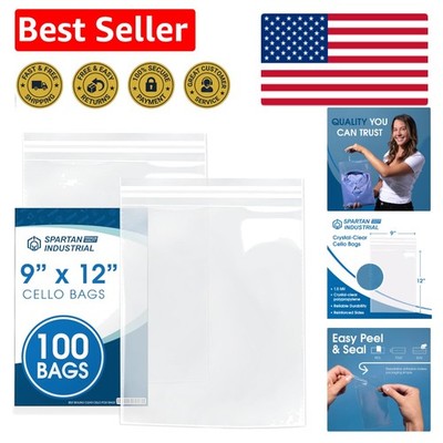 Self-Sealing 9x12 Crystal Clear Resealable Bags - 100 Count for E-commerce Needs
