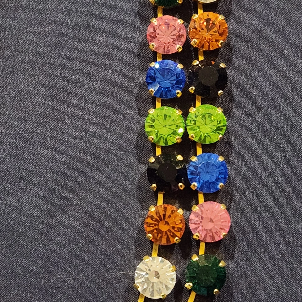 Swarovski Double Strand Necklace Pink, Blue, Green, Orange Crystals (L) - Image 3 of 4