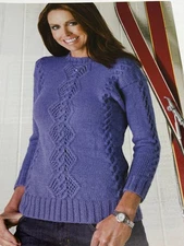 Cable Sweater Knitting Pattern Woman's S-2X Pages from Book
