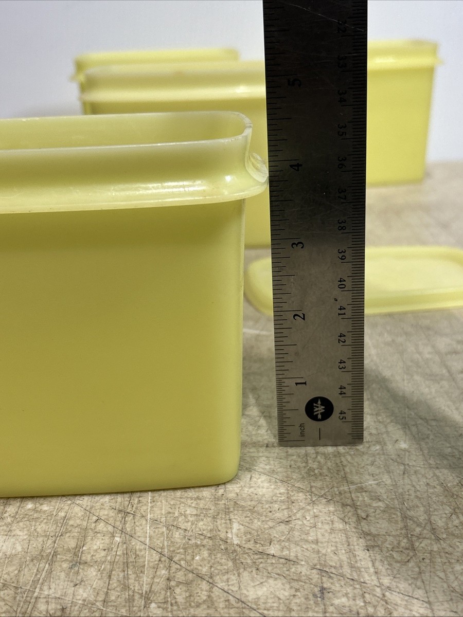 4 Vintage Tupperware 1243 Yellow Shelf Saver Storage Containers 1