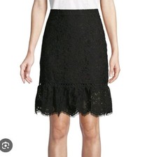 Karl Lagerfeld Flounce Hem Skirt Black Lace S...