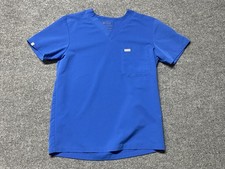 FIGS Technical Collection Medical Scrub Top Mens Small Blue V-Neck Pocket FM1500