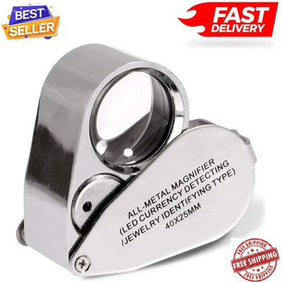  40X Jewelers Loupe LED Magnifying Glass Jewelry, Coin, Pocket Magnifier 