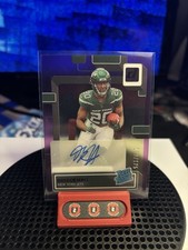2022 Panini Clearly Donruss Breece Hall Purple Rookie Auto /175 New York Jets