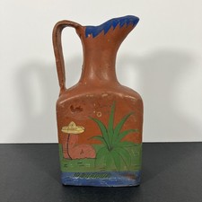Brocca ceramica arte popolare messicana vintage 10" decorazione boho sud-ovest Messico
