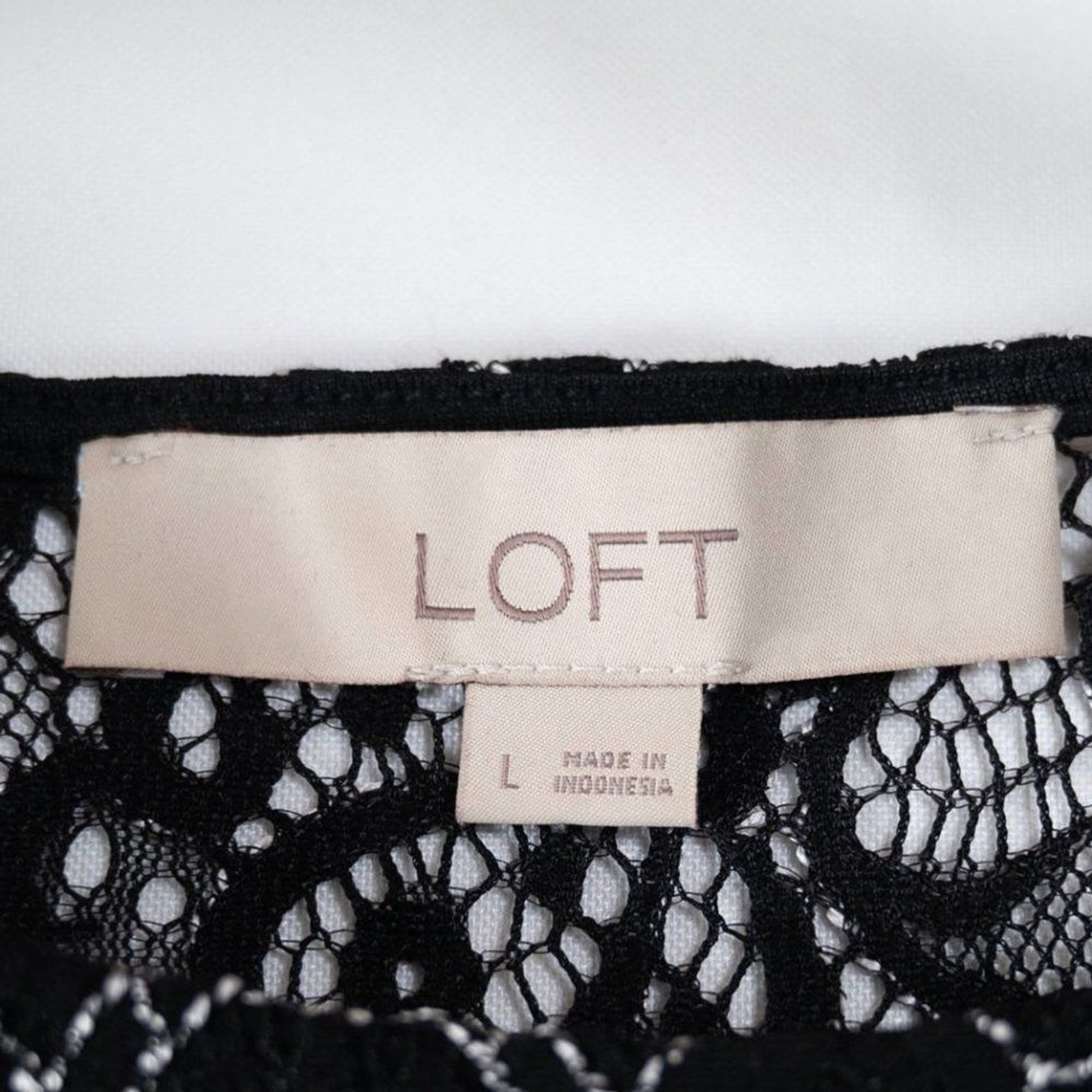 LOFT Black Floral Sheer Lace Black Cold Shoulder Top