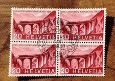 Switzerland 1963 Block of 4 Stamps Train Bern pmk . Free UK Postage