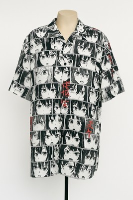 Chrome Edge Anime Manga Shirt 4X Ahegao Faces Button-Up Graphic Tee 