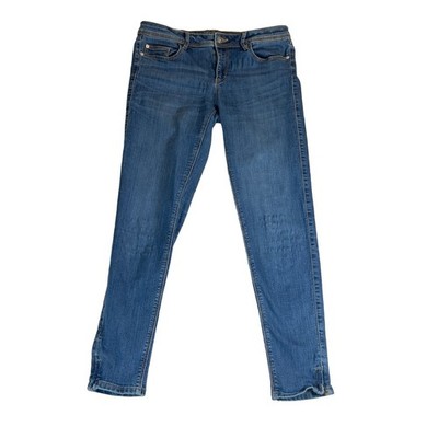 Zara Basic Denim Department Mid Rise Skinny Jeans Woman 8 32W Zipper Cuffs Z1975