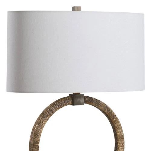 Rustic Table Lamp 26" High Antiqued Gold White Oval Shade for Living Room House - Picture 3 of 7