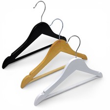Premium Heavy Duty Children's Wooden Coat Hangers with Bar, Baby & Kids Clothes