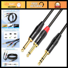 1/4" TRS to Dual 1/4" TS Mono Insert Y-Splitter Cable - 10ft Stereo Breakout Cor