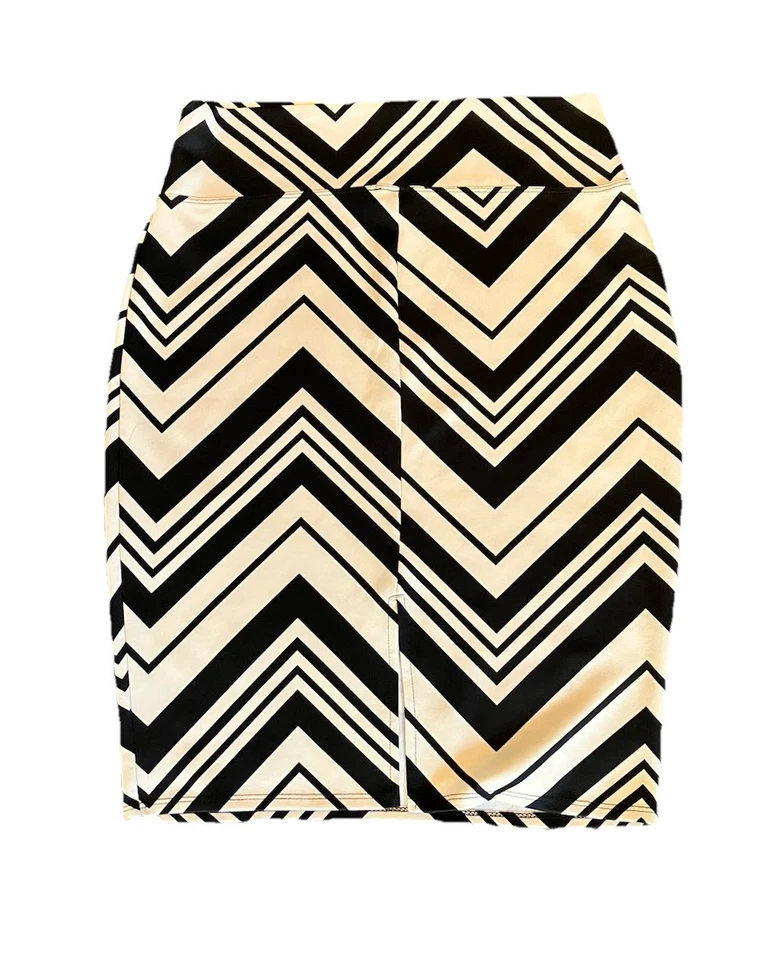 Falda Derek Corazón Negra Crema Lápiz Carrera Fecha Noche Talla XL Elastizada Retro Y2K Foto 2 de 3